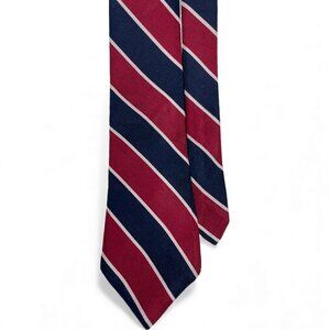 Bill Blass Silk Tie Repp Regimental Red Blue Striped